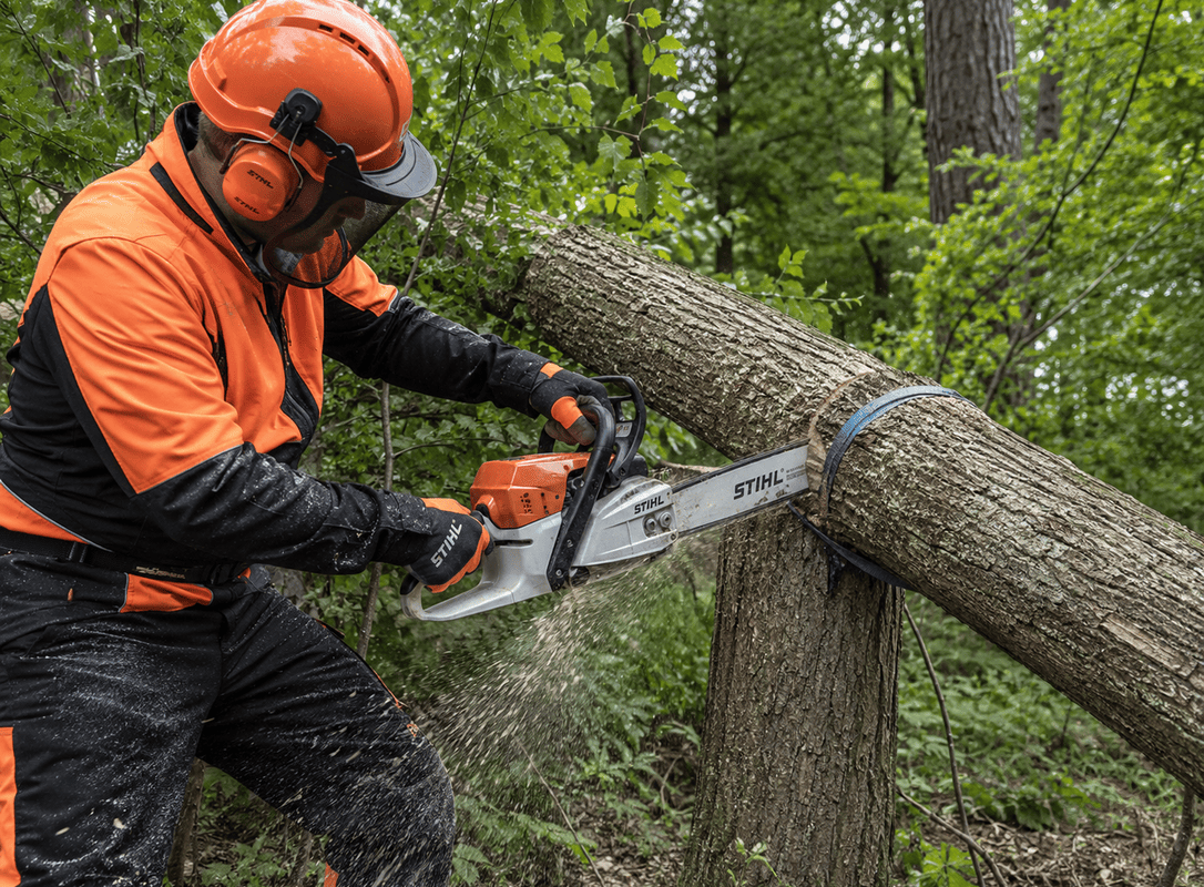 Kettingzaag zagen van hout onder spanning